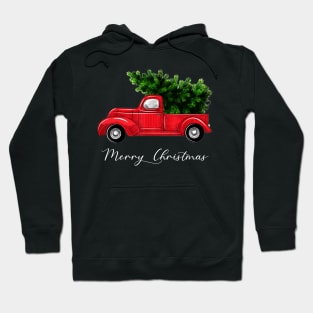 Merry Christmas Retro Vintage Red Truck Hoodie